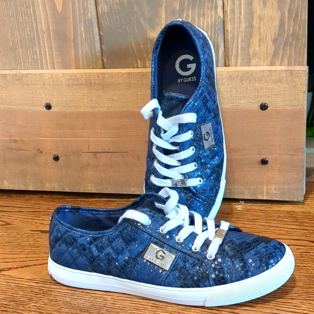 G by Guess Blue Snakeskin Sneakers